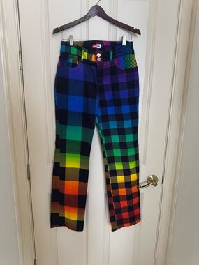 BruceGlen rainbow plaid pants size 29 joyful fashion!!